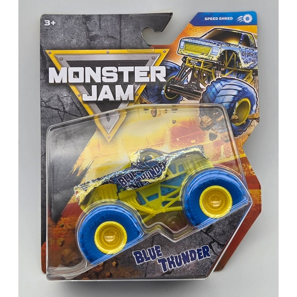 Monster Jam Blue Thunder Monster Truck Kids‎ 1:64 Yellow Blue Speed Shred Series